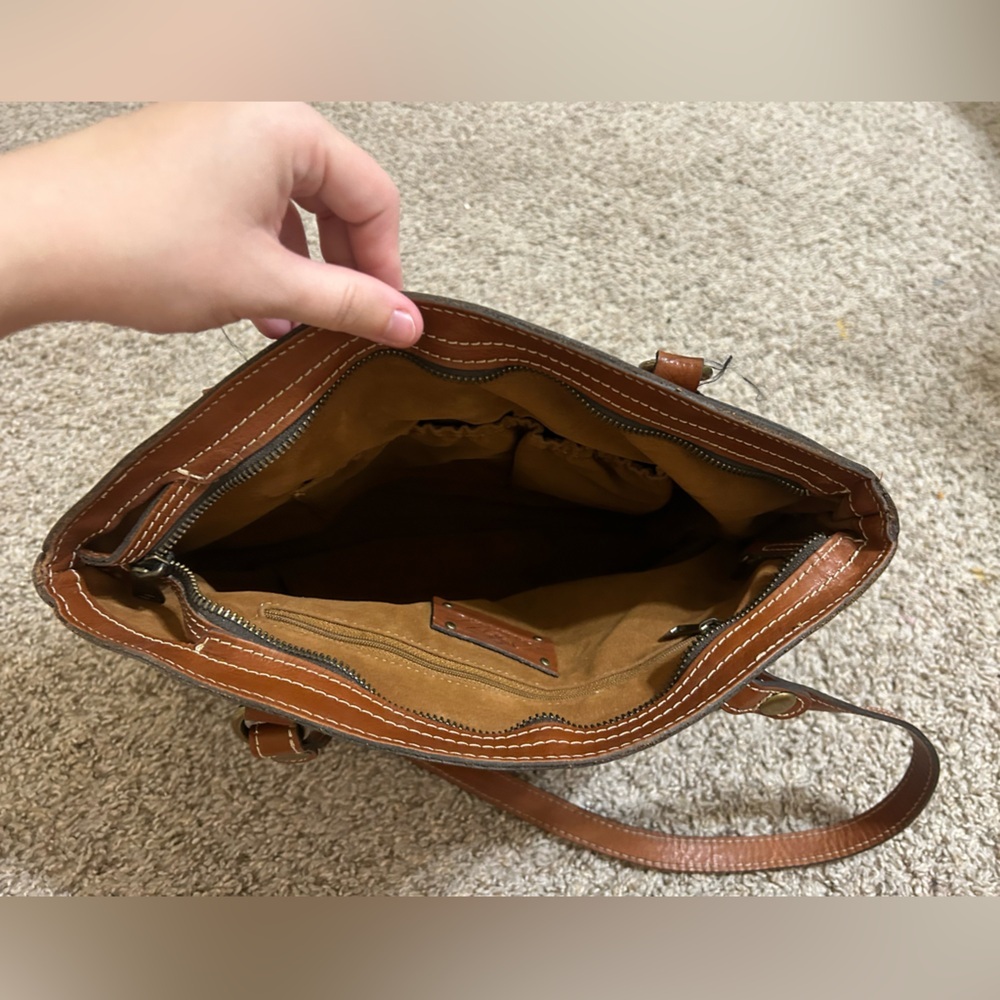 Patricia Nash Poppy Tote Heritage Shoulder Bag Italian Leather Top Zip Travel - Picture 5 of 15